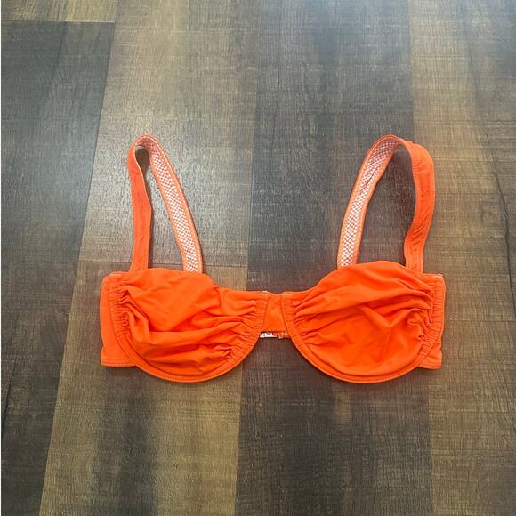 Apres June Celine Ruched Underwire Orange Bikini Top Size Large - Picture 1 of 7